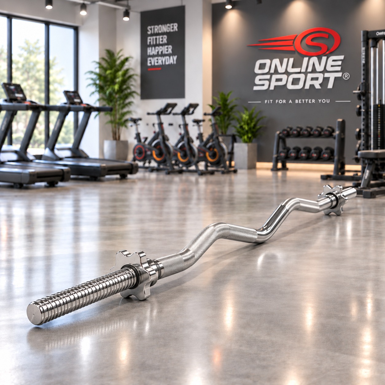 BARRA CURVA CROMADA 1.20MT / 5KG – ONLINE SPORT vista 2