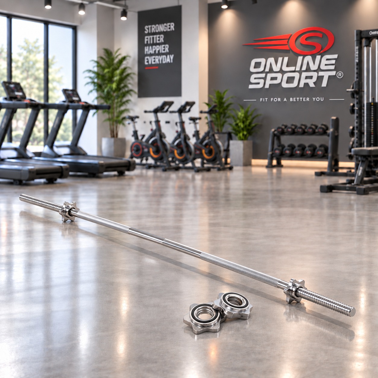 BARRA RECTA CROMADA 1.50MT / 6KG ONLINE SPORT vista 2